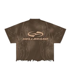 T-shirts de rue vintage pour hommes unisexe de haute qualité, délavés à l'acide, en coton à manches courtes, avec logo personnalisé et couleurs personnalisées. - Product Image 5