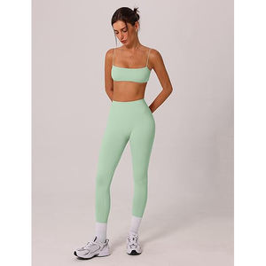 Ensemble de yoga color block pour femme, effet ombré, tissu Space Dye, soutien-gorge de sport, leggings taille haute, tissu nylon spandex - Product Image 3