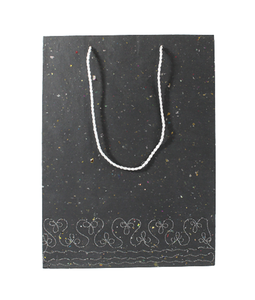 Handmade Recycled Cotton Art Paper Embroidery Gift Bag Flexiloop Handle Screen Printed Mica Kind <b>Glitter</b> Mottling Silver - Product Image 1