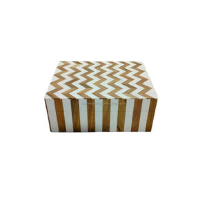 Top à la mode fabriqué à la main en résine naturelle incrustation boîte à bijoux en bois boîte-cadeau organisateur pour bagues boucles d'oreilles collier Carton emballé - Product Image 1