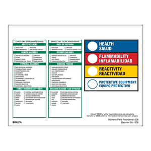 Étiquettes HMIG bilingues Brady pour la classification des risques, 8x6 pouces, résistantes aux produits chimiques, pour l'identification des risques industriels - Product Image 3