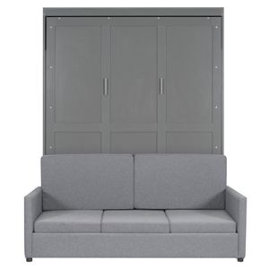 Letto a scomparsa matrimoniale grigio con cuscino, comodo divano letto grigio - Product Image 3