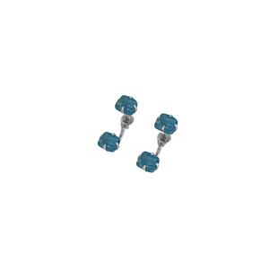 Premium 925 Sterling <b>Silver</b> Trendy Neon Apatite Rough Shape Butterfly Lock Stud <b>Earring</b> Prong Setting for Party - Product Image 2