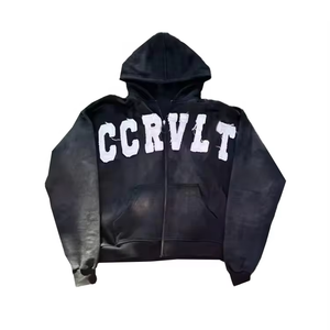 Vestes à capuche personnalisées style streetwear américain automne-hiver, imprimé lettres Y2K, manteaux amples punk, sweats décontractés vintage pour le quotidien - Product Image 1