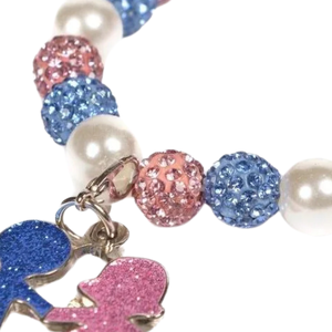 Crystal and Pearl Beaded Bracelet with Boy and Girl <b>Charms</b> Stretch Wrist Bracelet Fashion Jewelry Gift for Women Everyday Wear - Product Image 5