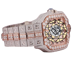 Reloj de Lujo Personalizado para Mujer, con Cristales de Moissanita, Caja de Acero Inoxidable, Cuarzo Analógico de 46 mm, Cristal de Zafiro, Cierre Oculto con Botón a Presión - Product Image 4