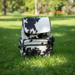 Sac à dos en cuir de vachette en gros avec fermeture éclair, sacoche unisexe pour ordinateur portable, bretelles souples et tendance - Product Image 1