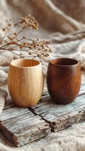 Solid Wood Coffee Mug Handmade Natural Wooden <b>Cup</b> Rustic Design Eco Friendly Drinking Mug <b>for</b> Dining Use - Product Image 2