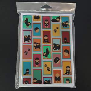 Whimsical A7 tamaño 5x7 tarjetas de notas en blanco Paquete de 8 tarjetas de felicitación de Pomerania tostadas negras con sobres - Product Image 3