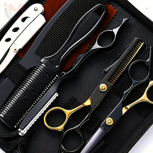 Ensemble de ciseaux de barbier en acier inoxydable noir de qualité supérieure, 8 pièces, pour la coiffure, IMANS ENTERPRISES - Product Image 4