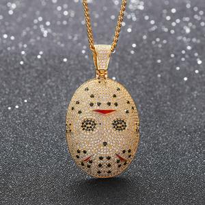 Collar con colgante de logotipo personalizado, chapado en oro de 18k, estilo Hiphop, con incrustaciones de Moissanita, venta al por mayor. - Product Image 1