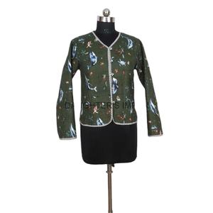 Veste courte matelassée en coton imprimée tendance indienne pour femmes, réversible, écologique, taille unique - Product Image 4