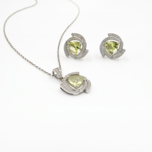 925 <b>Sterling</b> <b>Silver</b> Natural Lemon Quartz Pendant & <b>Earring</b> <b>Set</b> Rhodium Plated OEM ODM Fine Jewelry - Product Image 2