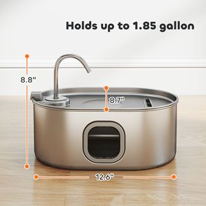 Fontanella per Gatti Ultra Silenziosa in Acciaio Inox da 7L con Filtri per Gatti, Cani e Case con Più Animali Domestici, Capacità 246 oz - Product Image 2