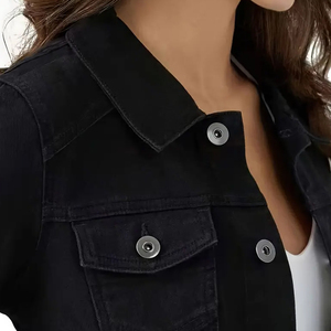 Cheap Price Comfortable Light Weight Women's Denim Racer <b>Jacket</b> with <b>Sheep</b> <b>Skin</b> Trim Breathable & Finished Street Wear - Product Image 6