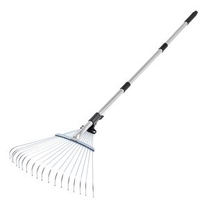 Rastrello da Giardino Resistente con 18 Denti Metallici, Testa in Plastica Regolabile da 7,7 Pollici e Manico Lungo da 32,3 a 55,6 Pollici per Prati - Product Image 4
