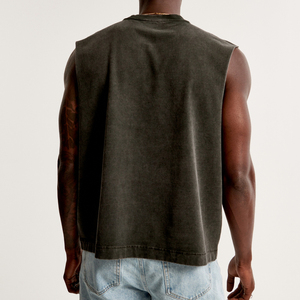 Custom <b>Men</b> Gym Muscle Clothing Sleeveless <b>Cropped</b> Tee Man Heavyweight Sleeveless T-shirt - Product Image 3