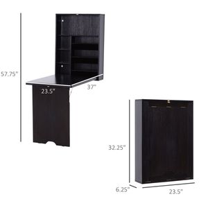 "Espresso Brown Modern <b>Wall</b>-Mounted Home Office Computer Desk with Durable MDF <b>Storage</b> Shelf" - Product Image 3
