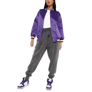 New Style Wholesale Custom Satin <b>Varsity</b> <b>Jacket</b> for Ladies Top Seller Women's Cropped Full Satin <b>Varsity</b> <b>Jackets</b> - Product Image 3