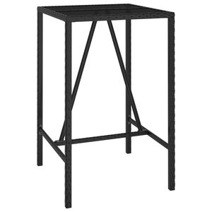 Ensemble de bar de jardin en rotin PE noir avec acier thermolaqué et verre trempé, mobilier d'extérieur haut de gamme - Product Image 6