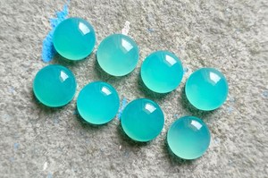Calcedonia Paraíba Natural, Cabujón Redondo, Piedra Preciosa Suelta, Azul Verde, Pulido Liso, Tamaño Calibrado, Piedra para Joyería - Product Image 4