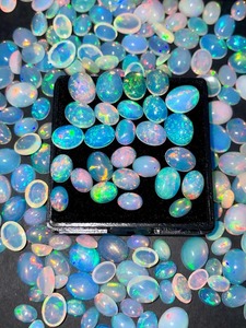 Opale d'Éthiopie naturelle, pierre précieuse en vrac, cabochon ovale, jeu de couleurs arc-en-ciel, corps noir, 9x7mm, poli, qualité supérieure, 1-2 carats - Product Image 6