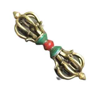 Juego de Dorje Budista Hecho a Mano en Metal con Técnica de Fundición, Forma Rectangular, Patrón de Lazos, 6 Pulgadas - Product Image 5