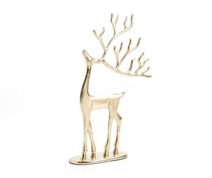 Sculpture de renne en aluminium pour centre de table avec finition polie pour la présentation festive de la table à manger - Product Image 1