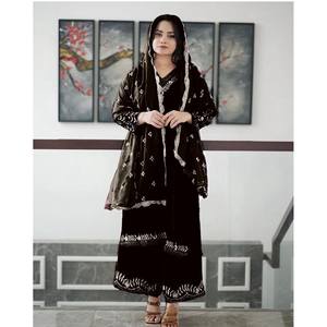 FANCY TERCIOPELO BORDADO TRABAJO TOP PALAZZO CON DUPATTA - Product Image 1