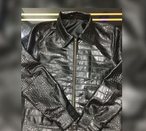 Blouson aviateur en toile de cuir de vache d'hiver au design tendance avec logo personnalisé sur le devant, imperméable, style vintage pour homme - Product Image 4