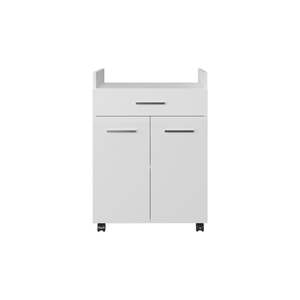 Glover bianco Mobile cucina a isola carrello con ruote scaffali aperti cassetto e armadietto - Product Image 3