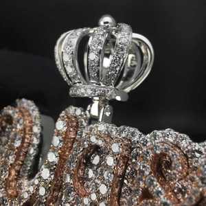 Joyería para Raperos, Colgante de Plata de Ley 925 con Diamante Moissanita para Hombre, Cierre de Corazón en Oro Rosa de Dos Tonos, Colgante Personalizado con Nombre y Letra - Product Image 1