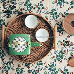 Bandeja hecha a mano de ratán Natural no tóxico al por mayor de Vietnam para servir comida y fruta cesta de frutas de bambú bandejas decorativas para servir - Product Image 5