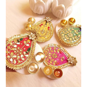 Juego de Porta Kumkum de Mármol con Diseño Paisley - Plato de Pooja con Forma de Keri - Recuerdo de Boda Tradicional India y Decoración para Festivales - Product Image 2