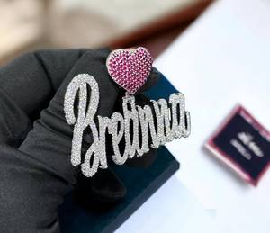 Custom Iced Moissanite Name Pendant Heart Clasp <b>Charm</b> 925 <b>Silver</b> Rhodium Plated Hip Hop Jewelry - Product Image 3