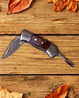Couteau de poche pliant miniature A&M fait main en acier inoxydable avec manche en bois, porte-clés, survie, vente en gros, EDC, ODM, chasse, camping