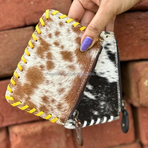 กระเป๋าใส่เหรียญทำจากหนังขนสัตว์สีน้ำตาลทำมือใหม่กระเป๋าซิปใส่เหรียญรูปทรงสี่เหลี่ยมผืนผ้าขนาดเล็กน่ารักใหม่ - Product Image 6