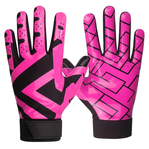 Gants de football à doigts entiers par sublimation, antidérapants, unisexes, avec fermeture auto-agrippante, pour sports de plein air, toutes saisons, pour le football américain - Product Image 3