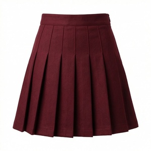 Jupe plissée courte pour femme, couleur unie, taille normale, toutes saisons, style tissé - Product Image 1