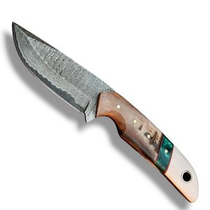 Cuchillos de Caza Profesionales Hechos a Mano con Hoja Curva Estilo Damasco, Mango Decorativo Negro y Empuñadura de Madera para Campismo al Aire Libre - Product Image 2
