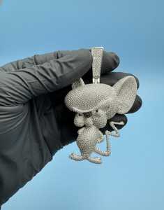 จี้รูปหนูการ์ตูน 3 มิติ ประดับเพชรโมอิสซาไนต์ VVS  จี้เงินแท้ 925 สไตล์ฮิปฮอป จี้ตัวการ์ตูนแบบกำหนดเองได้ สำหรับเป็นของขวัญ - Product Image 2