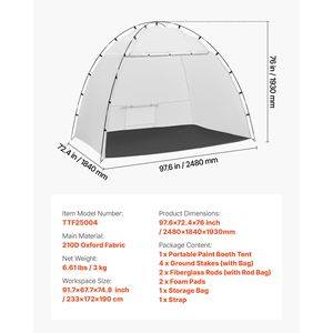 Tenda Cabina di Verniciatura Portatile 91.7 X 67.7 X 74.8 Pollici con Pavimento Integrato e Rete Protettiva, Riparo per Stazione di Verniciatura a Spruzzo per una Verniciatura Comoda - Product Image 5