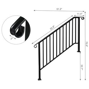 Corrimano in Ferro Nero Opaco a 4 Livelli, Eleganti Componenti per Scale da Esterno - Product Image 2