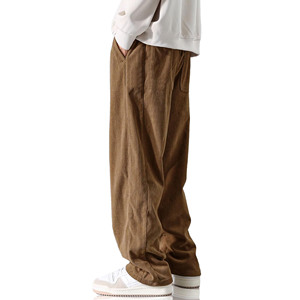Wholesale Casual Straight Pattern Men's Pants Washed Track Pants Custom Fabric Corduroy Pocket Windbreaker Men's <b>Trousers</b> Pants - Product Image 3