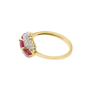 Anillo de Compromiso de Oro Amarillo Sólido de 18K con Rubí Natural Marquise y Halo de Diamantes, Joyería Fina, Memoria Jewels, Venta al Por Mayor - Product Image 4