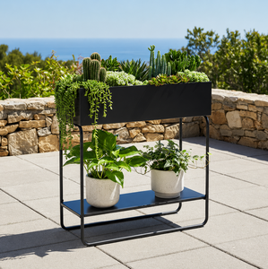 Vietnam OEM/ODM Rectangular Plant Stand with Lower Shelf Modern Metal <b>Planter</b> <b>Box</b> for Indoor & Outdoor Use ODGGAB014 - Product Image 1