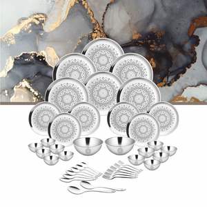 Juego de vajilla de acero inoxidable de doble pared de 40 piezas económico con capacidad láser para 6 personas - Product Image 1