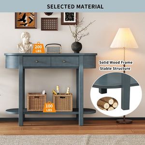 Elegante Consolle Retrò Blu Navy con Finitura Liscia e Design Curvo per Ingressi, Soggiorni e Corridoi - Product Image 5