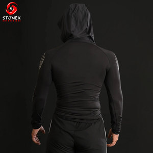 Custom Men's <b>Hooded</b> Compression <b>T</b> <b>Shirt</b> <b>Long</b> <b>Sleeve</b> Gym Fitness Workout Quick Dry Athletic Sports Hoodie OEM Services - Product Image 4