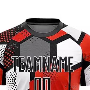 Kit de football respirant personnalisé Service OEM Maillots de football personnalisés Ensembles d'uniformes de football Maillots de football sublimés Col rond - Product Image 4